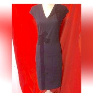 Stella McCartney knit cap sleeve dress velvet bow black size 44